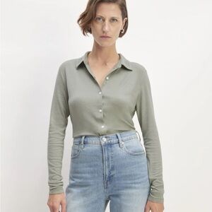 EVERLANE THE MUST-HAVE SHIRT IN BUTTERLUXE Women's Sage Green Button-Up Top